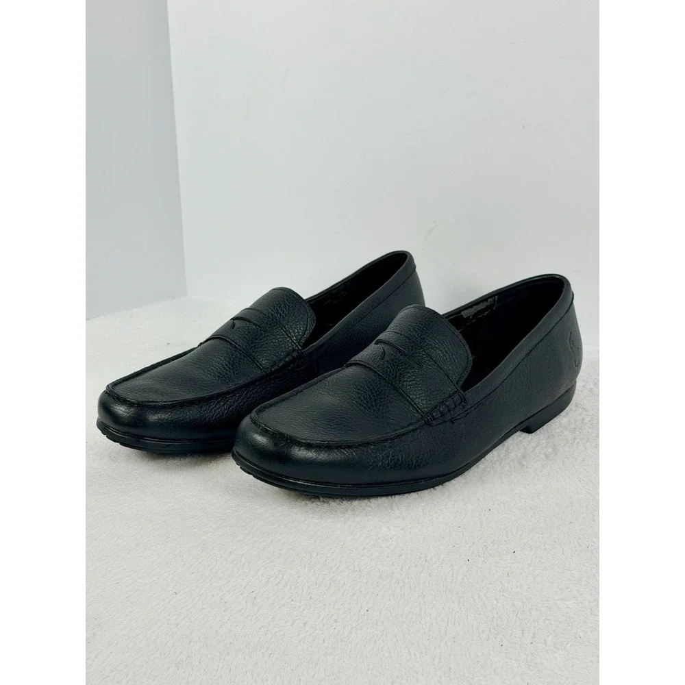 Polo Ralph Lauren Adante Black Leather Penny Loafers Men's Size 12 D Flaking
